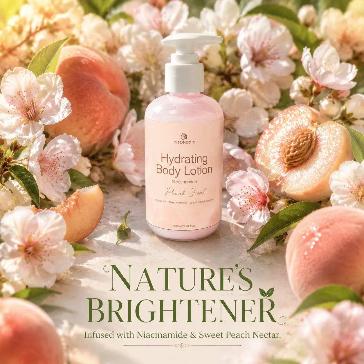 Niacinamide Peach Scent Body Lotion 200ml - Softens & Smooths Rough Skin, Hydrates, Non-Greasy