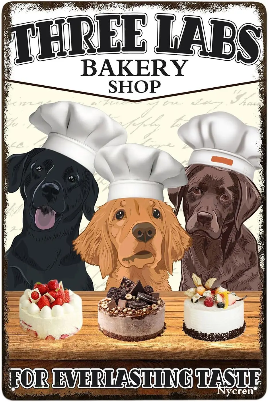 Metal Sign Labrador Retriever Dog Bakery for Everlasting Taste Retro Decor Home Kitchen Diner Restaurant Bar Cafe Cave Wall Deco