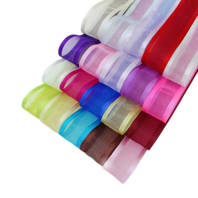 (50 yards/roll) (20/25/40mm) Organza Ribbon Soft Broadside Wholesale Gift Wrapping Decoration Ribbons Handmade DIY