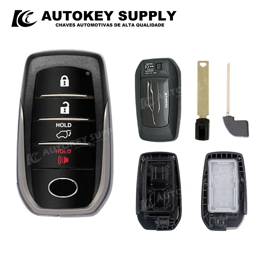 

ForToyota Smart Card Key Shell 3+1 Buttons With Logo On The Back Cover (Single Side Slot) Autokeysupply AKTYS343