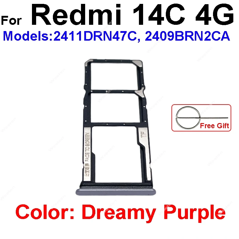 Sim Card Tray For Xiaomi Redmi 14C 4G 14R 5G SIM Card Slot Sim Card Reader Holder Slot Ribbon Cable Repair Replacement Parts image 2