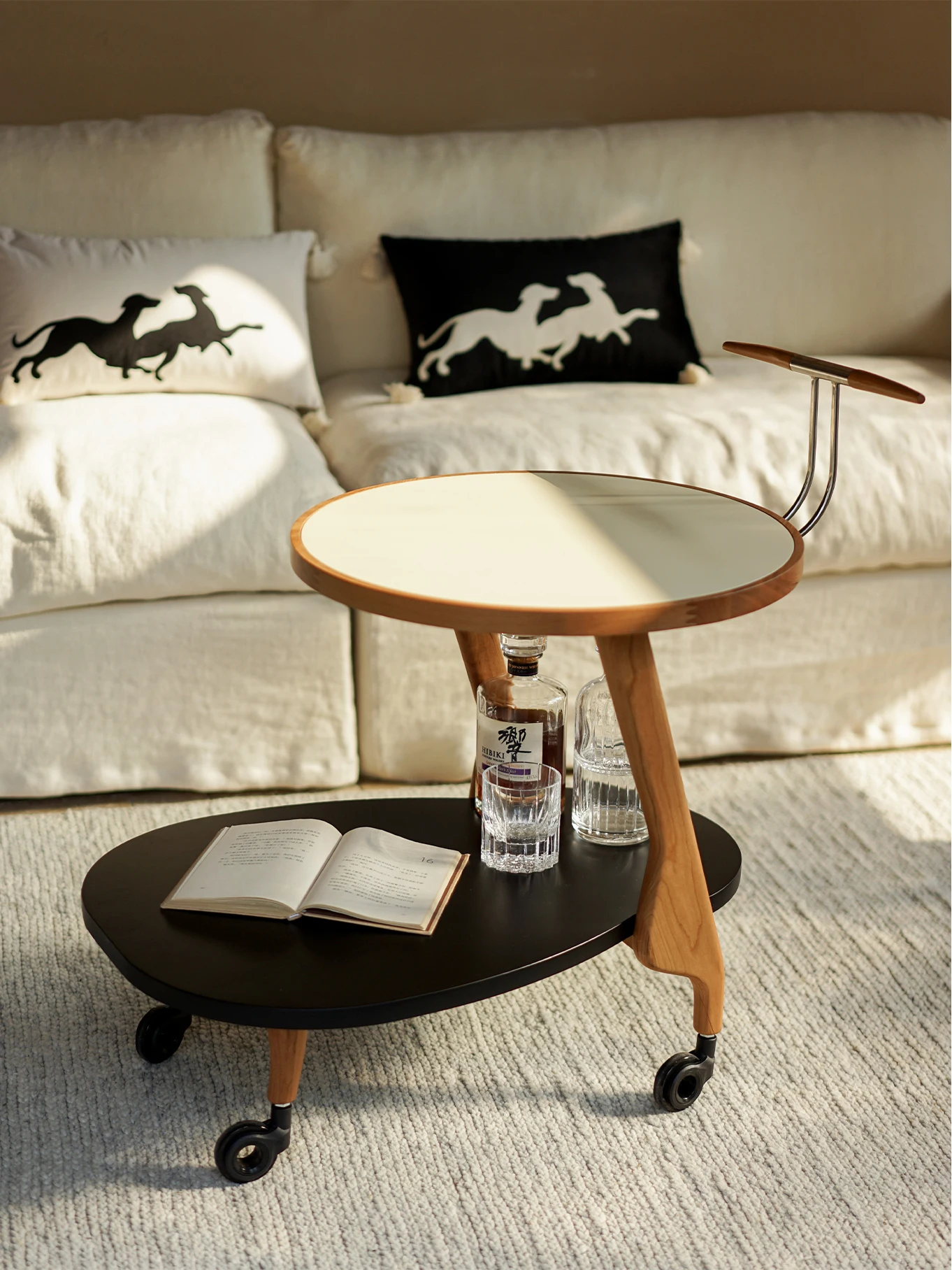 

Cart sofa coffee table bedside table creative small movable living room entrance