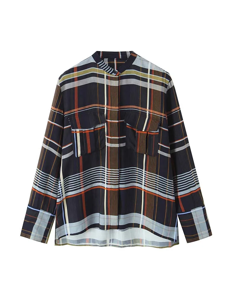 Street Fashion Plaid Shirt 2 Pieces Sets Women Long Sleeve Tops Wide Leg  Pants Set 2026 Summer Casual Woman Outfits