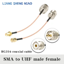 RG316 Coax Cable UHF PL259 SO239 To SMA Male Female Right Anlge Connector UHF To SMA Crimp for Cable Low Loss Fast Delivery RF