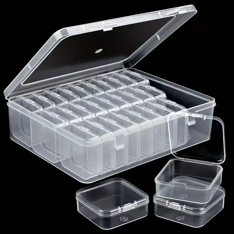 

30-Grid Transparent Plastic Storage Box with Mini Containers, Beads, Jewelry & Handicrafts Organizer for DIY Supplies