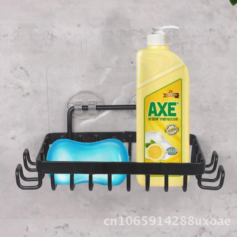 Non-Punch Metal Soap Box Wall Hanging Rack Stainless Steel Razor Holder Storage Drain Rack Silver Black Black Mesh without Hook
