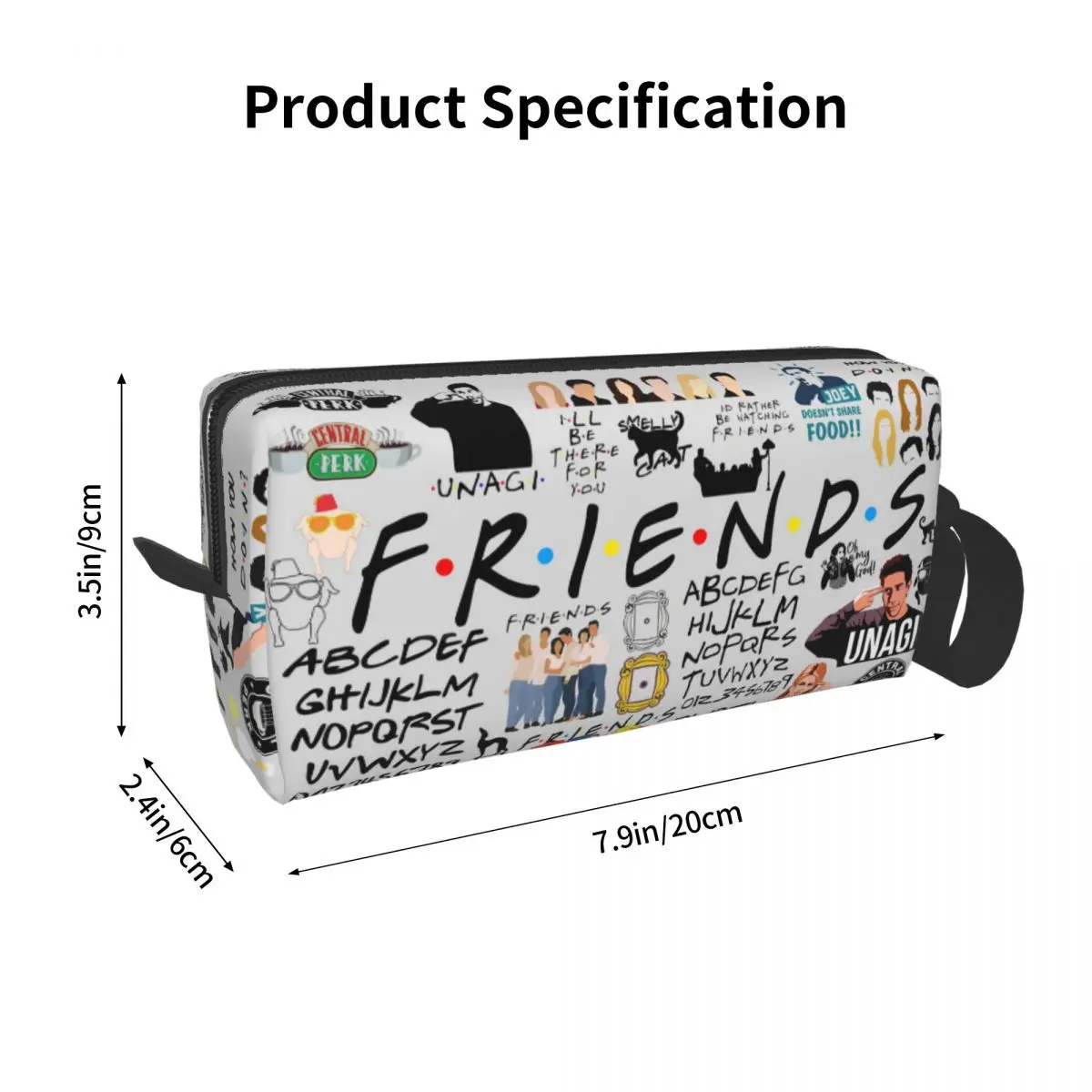 Friends TV Show American Makeup Bags Cartoon Central Perk Large Capacity Cosmetic Bag Trendy Outdoor Pouch for Purse Storage