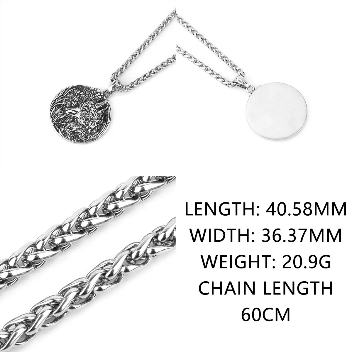 Stainless Steel Fox Pendant Necklace Domineering Charm Punk Jewelry Necklace Wholesale