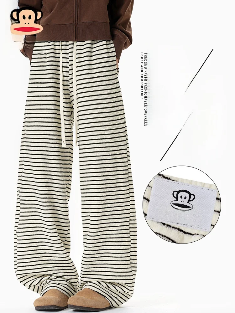 

Мужские повседневные брюки PaulFrank в полоску, свободного прямого кроя, в стиле ретро, осенние, новые, удобные, PaulFrank Monkey