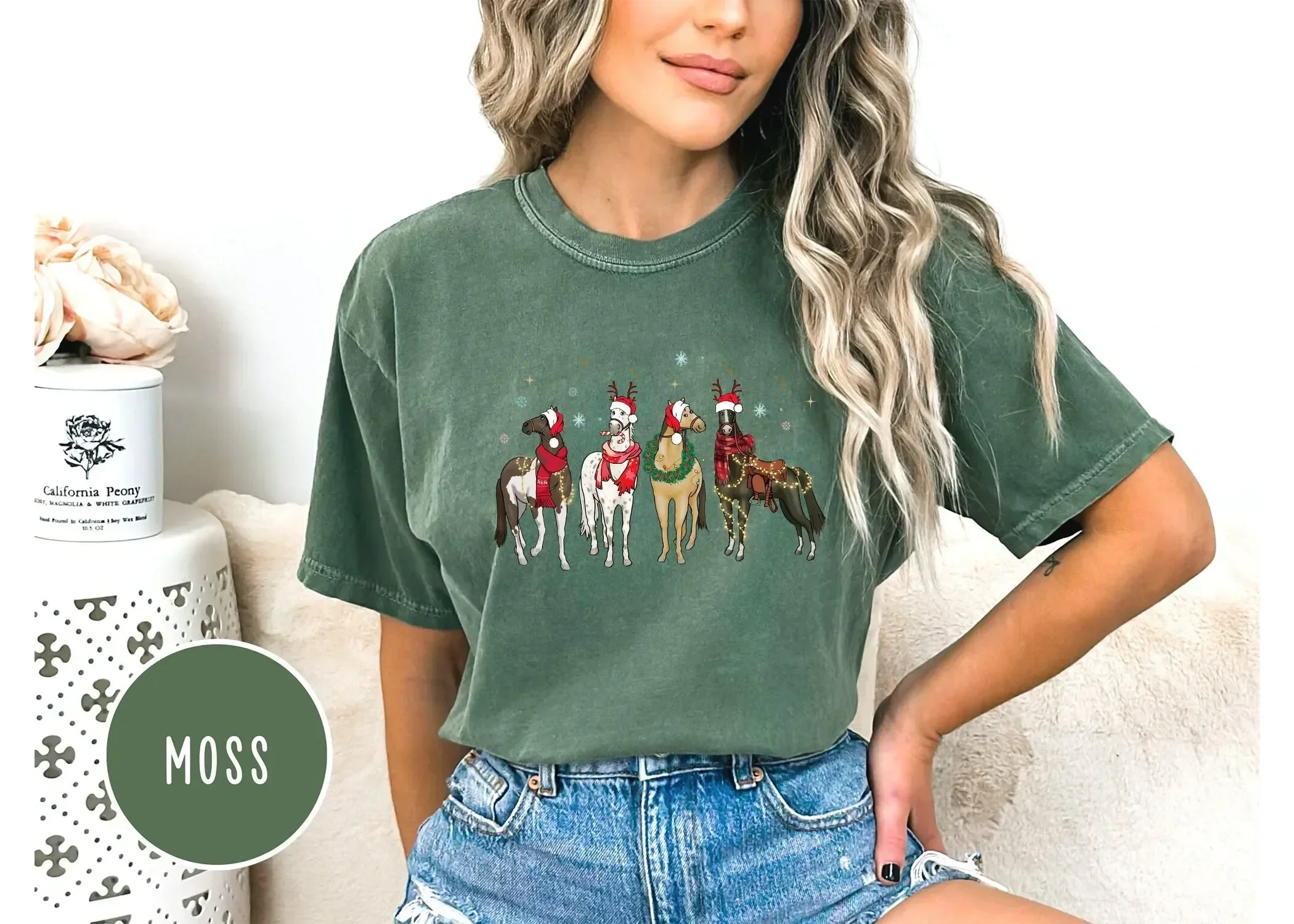 Christmas Horse T Shirt Western Farm Lover