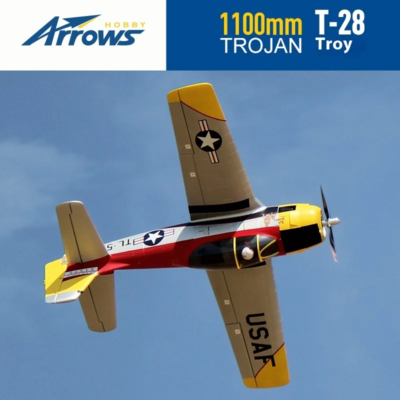 Niebieski Arrow 1.1-Meter T-28 Model Samolotu Myśliwskiego Sterowany Zdalnie Model Samolotu z Stałym Skrzydłem Jednowirnikowy Elektryczny Model z Funkcją Zdjęć Realistyczny Model Samolotu Prezent