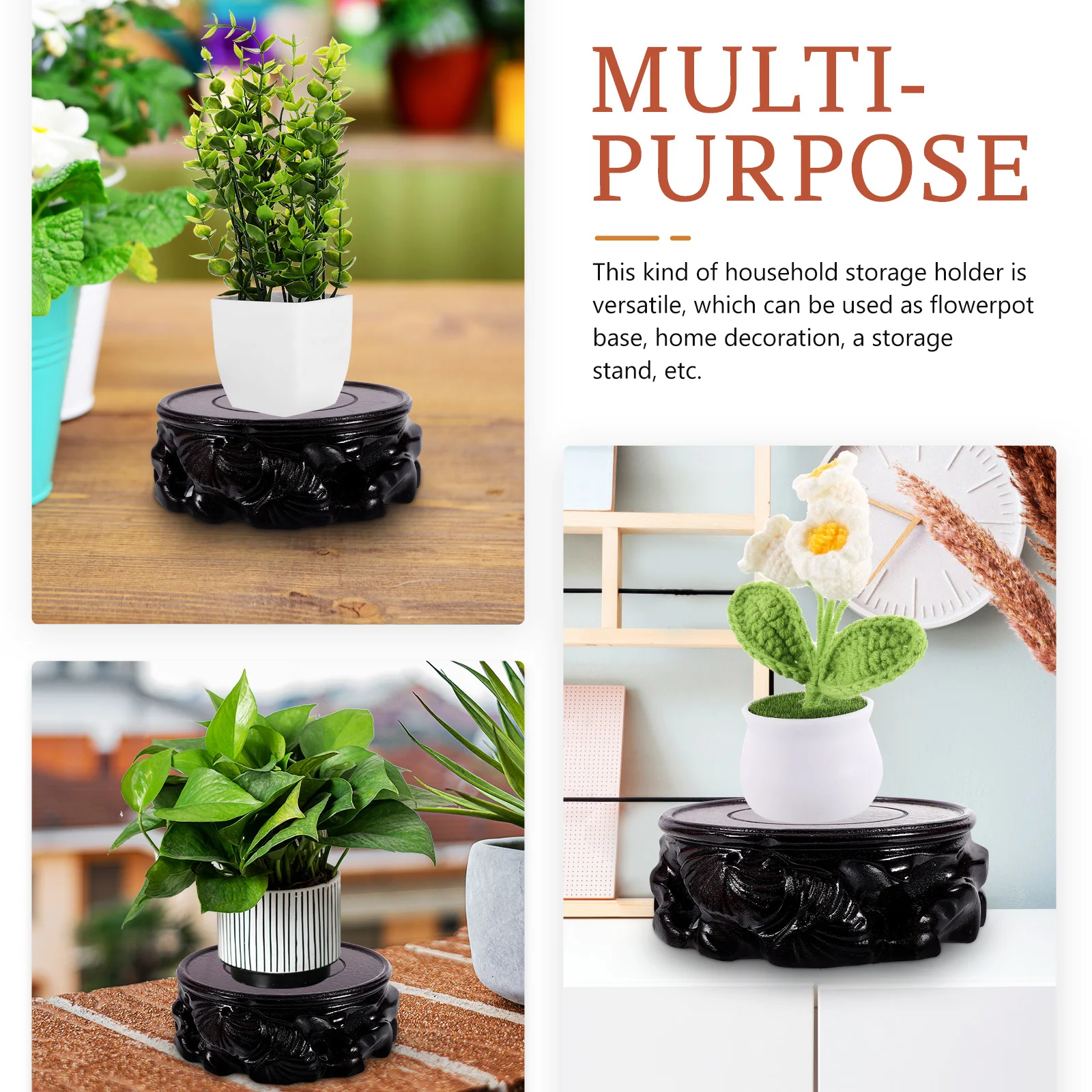 

Household Wooden Flowerpot Base Safe Natural Wood Display Stand for Vase Fish Tank Crystal Decoration Home Ornament