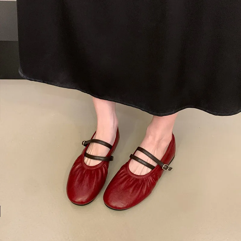 Modische Schnallenriemen-Damen-Mary-Jane-Schuhe, Lolita-Schuhe, Weiche Elegante Damen-Flats mit Runder Zehenpartie, Neue Damenschuhe – Detail 3