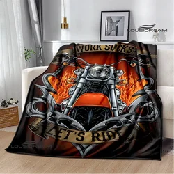 Motorcycle retro printing blanket Flange Warm Soft and comfortable picnic blanket bed linings birthday gift