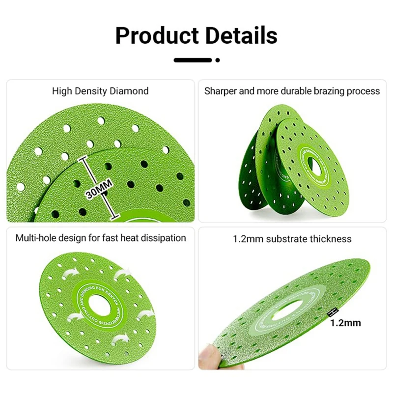 Disco de hoja abrasiva plana multioloro ultrafino soldado al vacío de 115MM para hoja de sierra de diamante para azulejos de cerámica de porcelana, 3 uds.