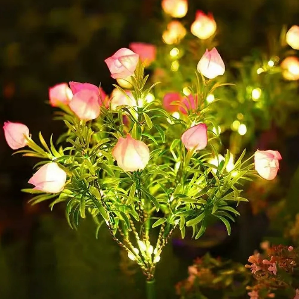 1PC Solar Gardenia Flower Ground Insert Light, Waterproof Warm White LED Lamp,Outdoor Landscape Lighting for Garden Lawn Veranda
