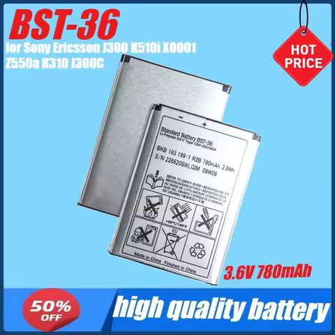3.6V 780mAh BST-36 Battery for Sony Ericsson J300 K510i X0001 Z550a K310 J300C K310i Z550C K320 W200 Z550 BST 36