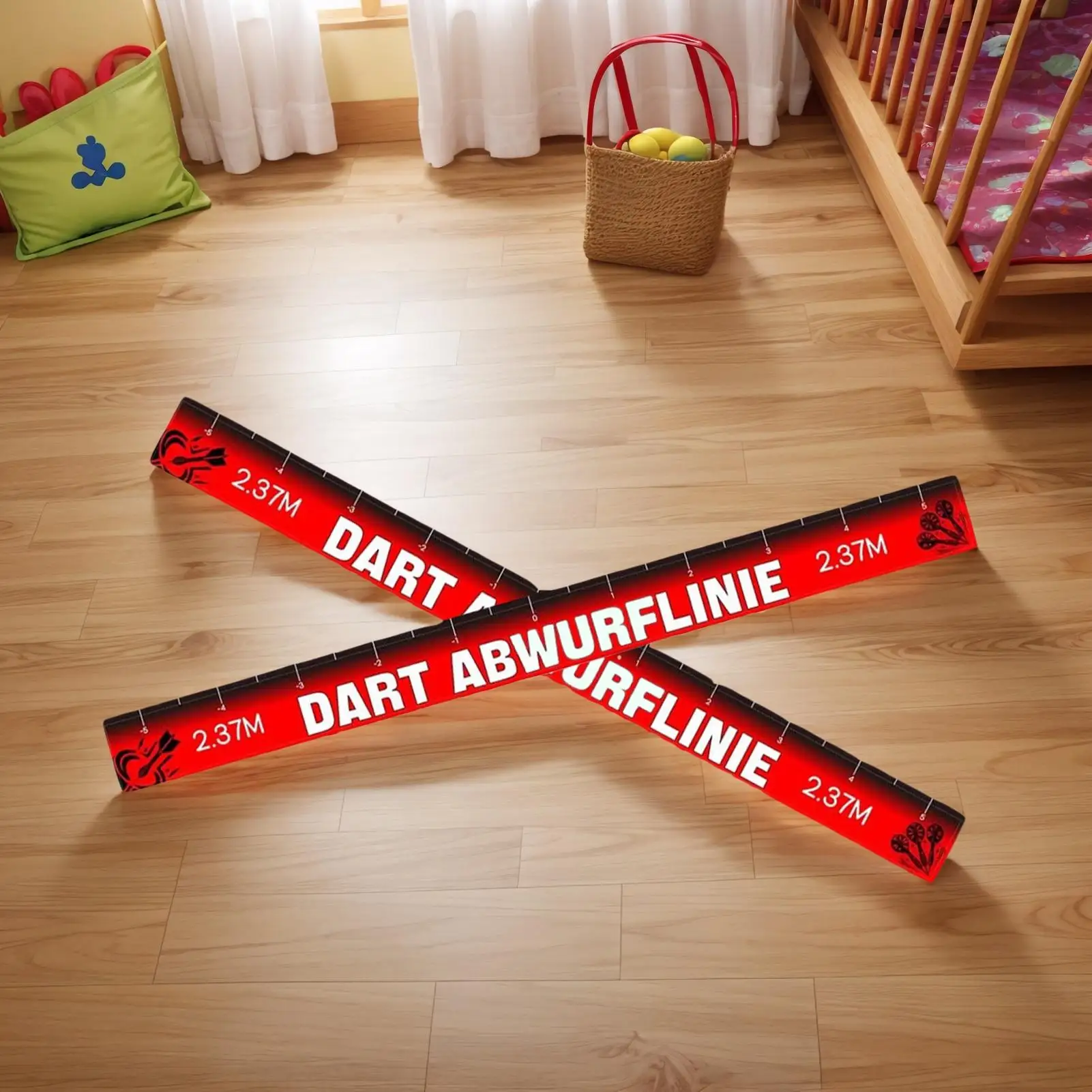 

Набор из 2 маркеров для игры в дартс (56x5 см), напольные наклейки-линии для метания дротиков, многоразовые, для бара, гаража, офиса