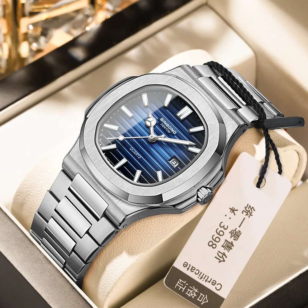 Men Watch Business Classic Retro Brand Calendar Luminous Waterproof Square High Quality Steel Strip  Male Fashion Quartz Watches