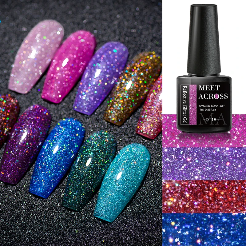 6 個キラキラグリッターネイルジェルポリッシュセットブリリアントスーパーフラッシュネイルアートスパークリング効果ハイシャインワニス DIY マニキュアデザイン