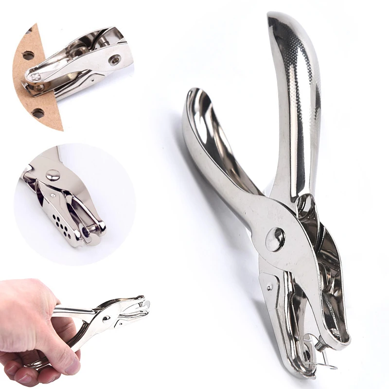 Metal 6mm Pore Diameter Punch Pliers Single Hole Puncher Hand Paper Scrapbooking Punches 1-8 Pages Paper Hole Puncher for Office