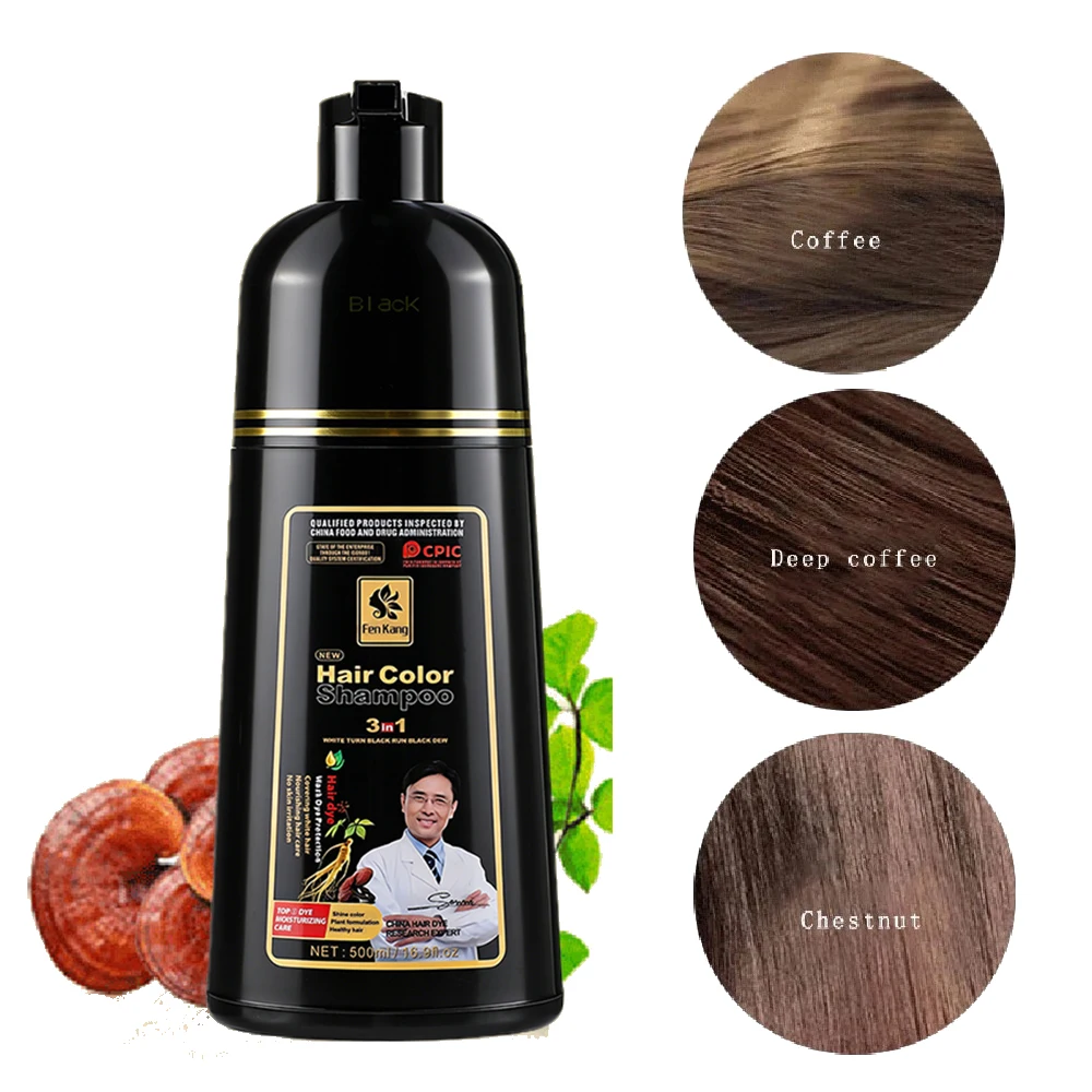 Hair Color Shampoo for Gray Hair 3 in 1 Black Hair Dye Shampoo for Women&Men Natural Herbal Safety Nourishing Hair Care Cream