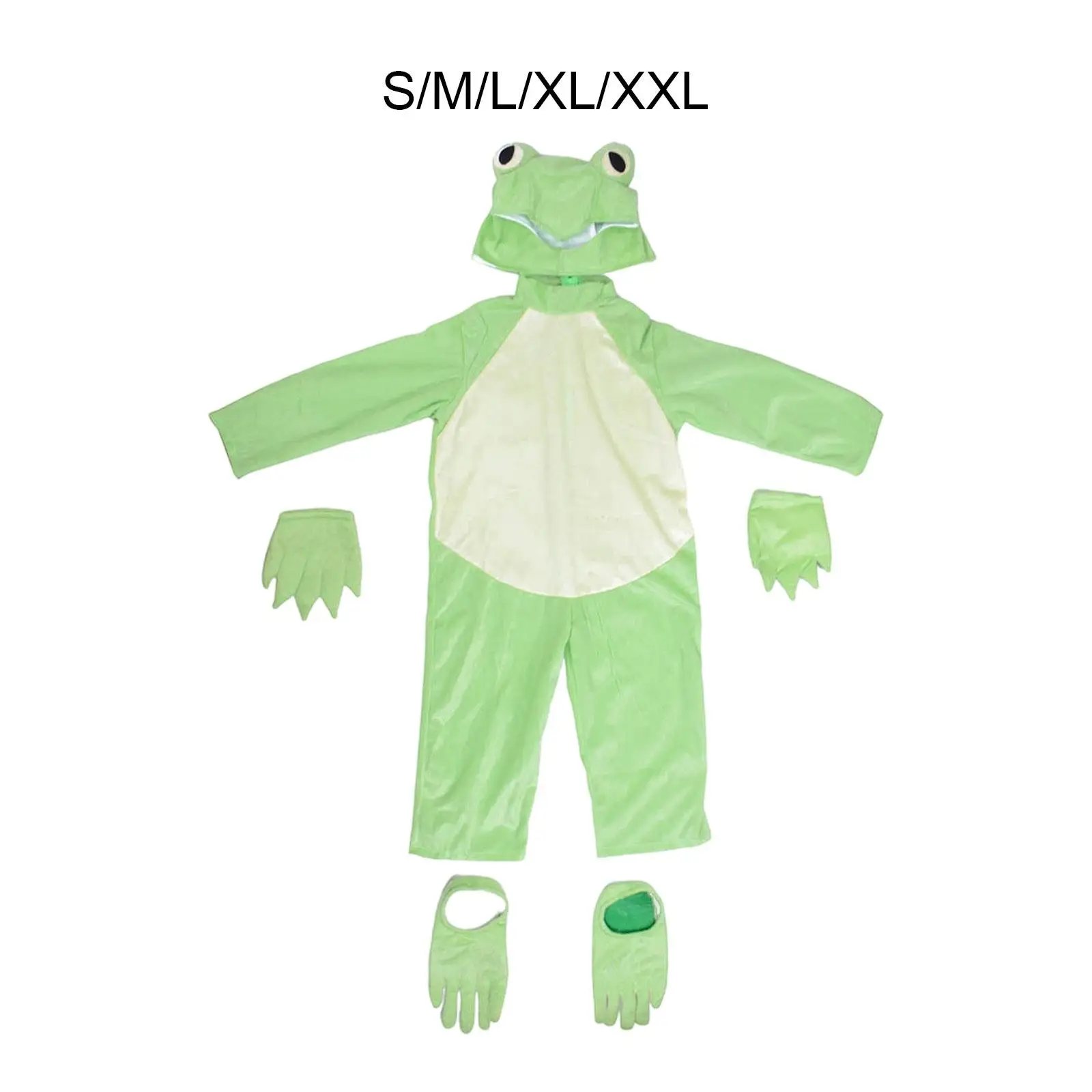 مجموعة أزياء الضفدع للأطفال، ملابس تنكرية للهالوين، ملابس تنكرية، قفازات بذلة وغطاء للرأس وأغطية أحذية للمهرجانات التنكرية #3