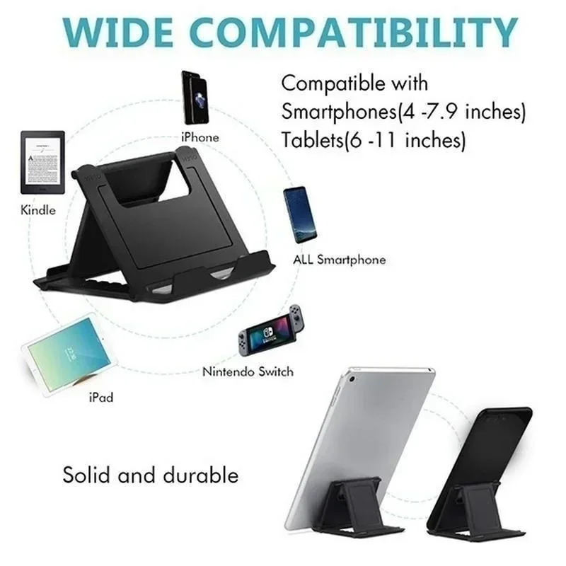 Foldable Desktop Phone Holder Lazy Adjustable Cell Tablet Stand Bracket For iPhone 16 15 Samsung Xiaomi Universal Plastic Mount