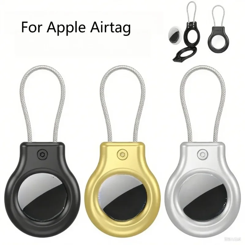 

For Apple AirTag Case: All-Metal Double Hollow Anti-Lost Protective Cover With Locator Rope Durable Shockproof Tracker Accessory