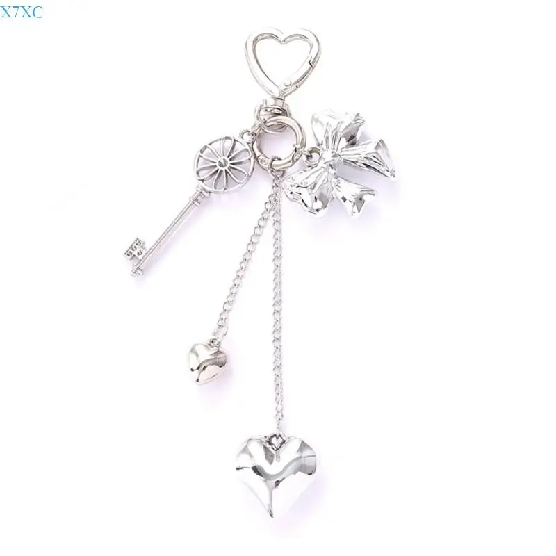 

X7XC Aesthetic keychains Purse Handbag Backpack Bag Pendant Charms Heart Bows Keychains Charms Car Keyring for Women Girls