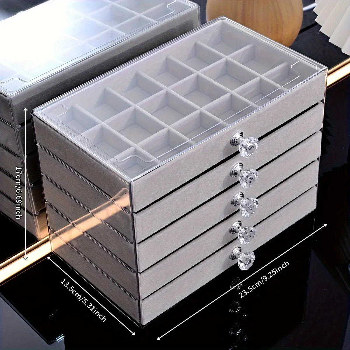 Transparent Home Desktop 5-Tier Countertop Drawer Jewelry Box Storage Box Earring Storage Box, Jewelry Boxes