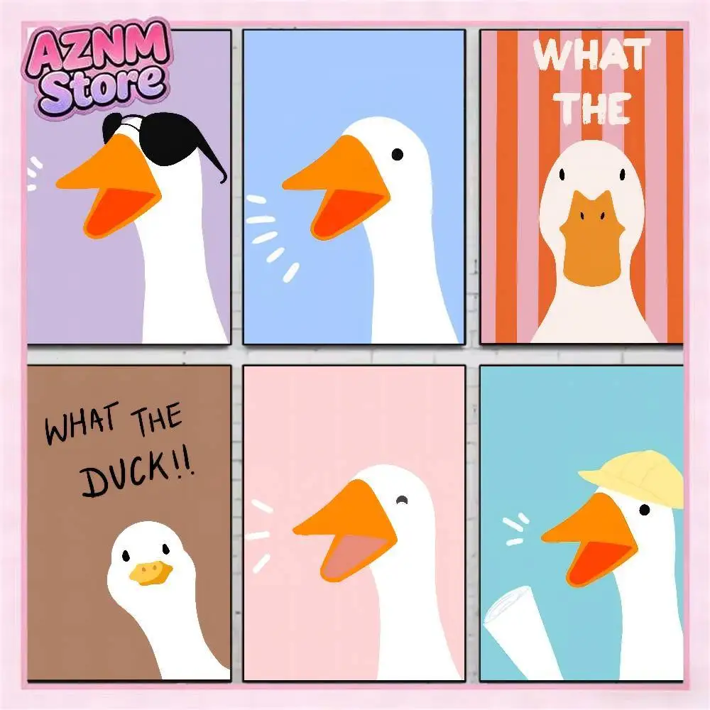 1 pieza de lienzo sin marco, 1 pieza de póster de estilo moderno y sencillo con diseño de What The Duck, pegatinas artísticas para pared, murales para sala de juegos, regalos Kawaii HD P