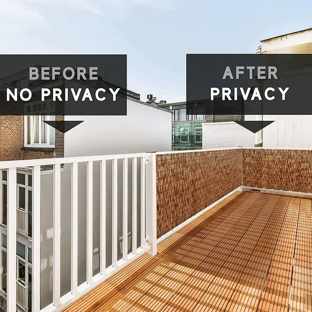 Rustic Brown 3.3ft x 16.4ft Bamboo Privacy Fence, Elegant and Natural Reed Curtain