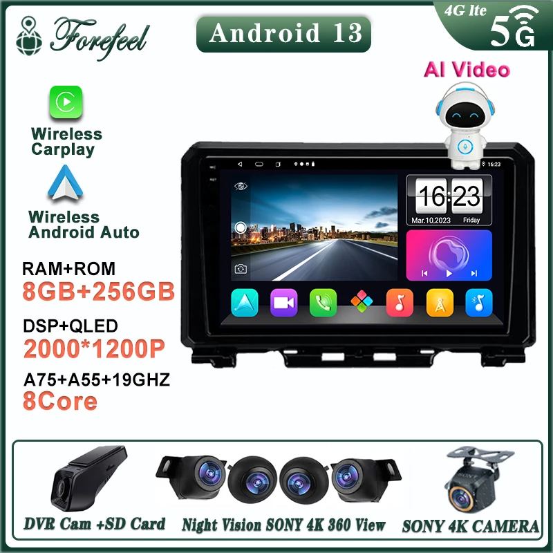 

Android 13 For Suzuki Jimny JB64 2018 - 2020 Multimedia Car GPS Video Auto HDR QLED Screen Navigation Stereo Radio NO 2Din DVD