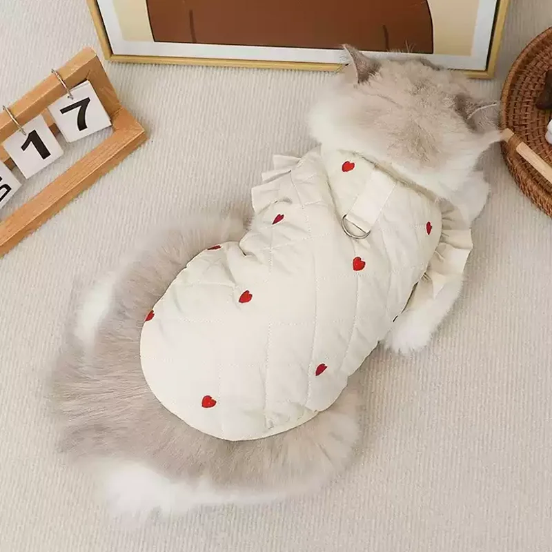 Winter Puppy Jacket Cotton Love Dog Coat Pet Warm Vest Fashion Flying Sleeve Cat Vest Dog Costume Chihuahua Small Dog Clothes