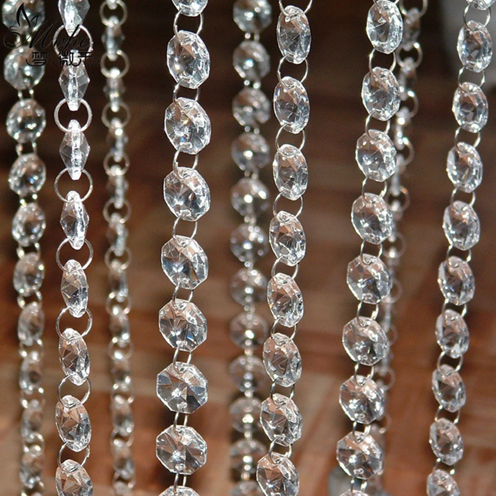 

Crystal Bead Strand Transparent Octagonal Acrylic Beads Shimmer Curtains For Wedding Party Decoration Rhinestone Curtain