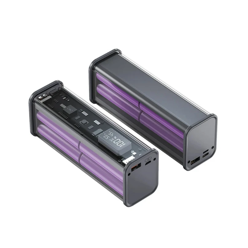 

18650 Battery Case DIY Mobile Power Transparent Technological Style PD 22.5W Fast Charging power Shell No Soldering 2025 new