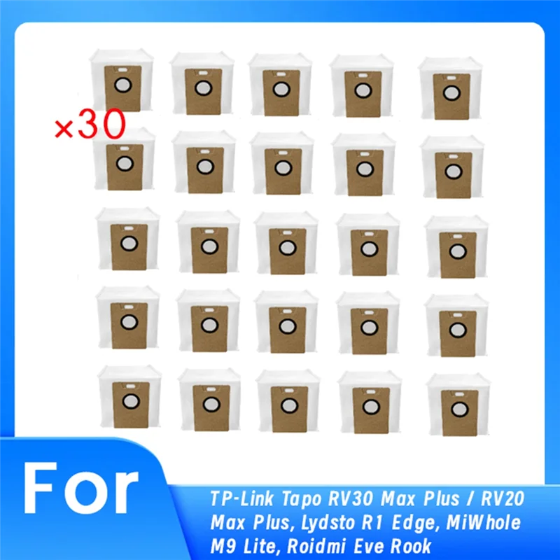 

B58B-30 PCS Dust Bag For TP-Link Tapo RV30 Max Plus / RV20 Max Plus,Lydsto R1 Edge,Miwhole M9 Lite,Roidmi Eve Rook Sweeper
