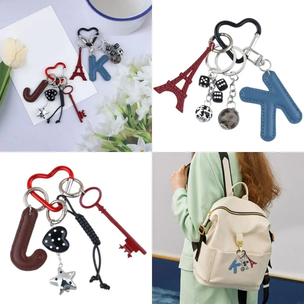 

Leather Letter Keychain Charm Fashion Heart Keyring Hangings Ornament Car Chain Pendant Decorations for Woman Girl 547A
