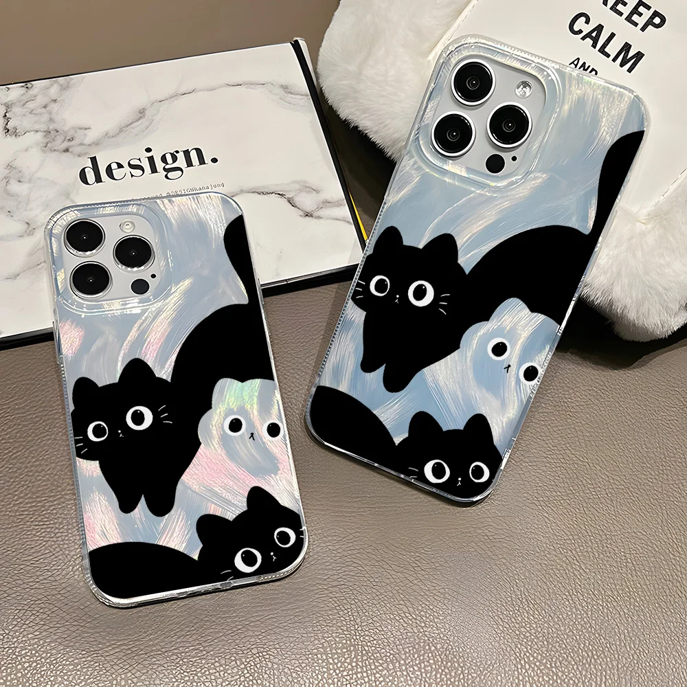 Luxury Cat Phone Case For iPhone 13 11 17 16 Pro Max 15 14 Plus 12 17 Air 16promax 15promax 17promax Hard Plastic Funda Cover