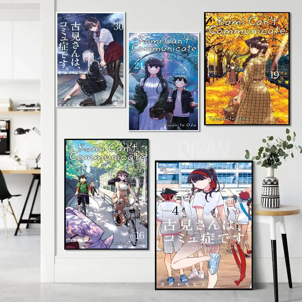 Komi Can't Communicate Anime Poster Waterproof Wall Art Sticker For Bar Living Room Vintage Room Decor High Quality Print Gift