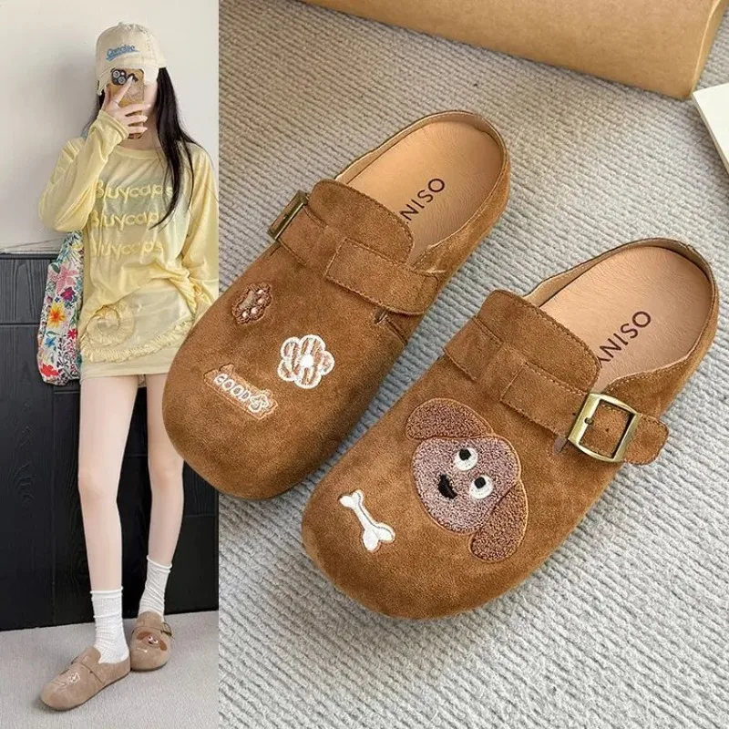 

2025 Ladies Flat Slippers with Hollowed-out Anti-velvet Surface Fashionable and Versatile Solid Color Retro Style Outdoor Sandal