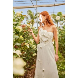 2025 Hand Flowers Spaghetti Starp A-Line Tea Length Long Prom Gowns Pretty Evening Dresses Simple Birthday Dresses