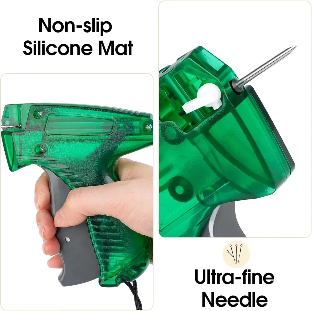 Tagging Gun for Clothing, Green Tag Gun Kit with 5 Needles, 1120 Barbs Fasteners & Hard EVA Case, Durable Tagging Tool for Clothes, Fabric, Retail Price Tags view 4