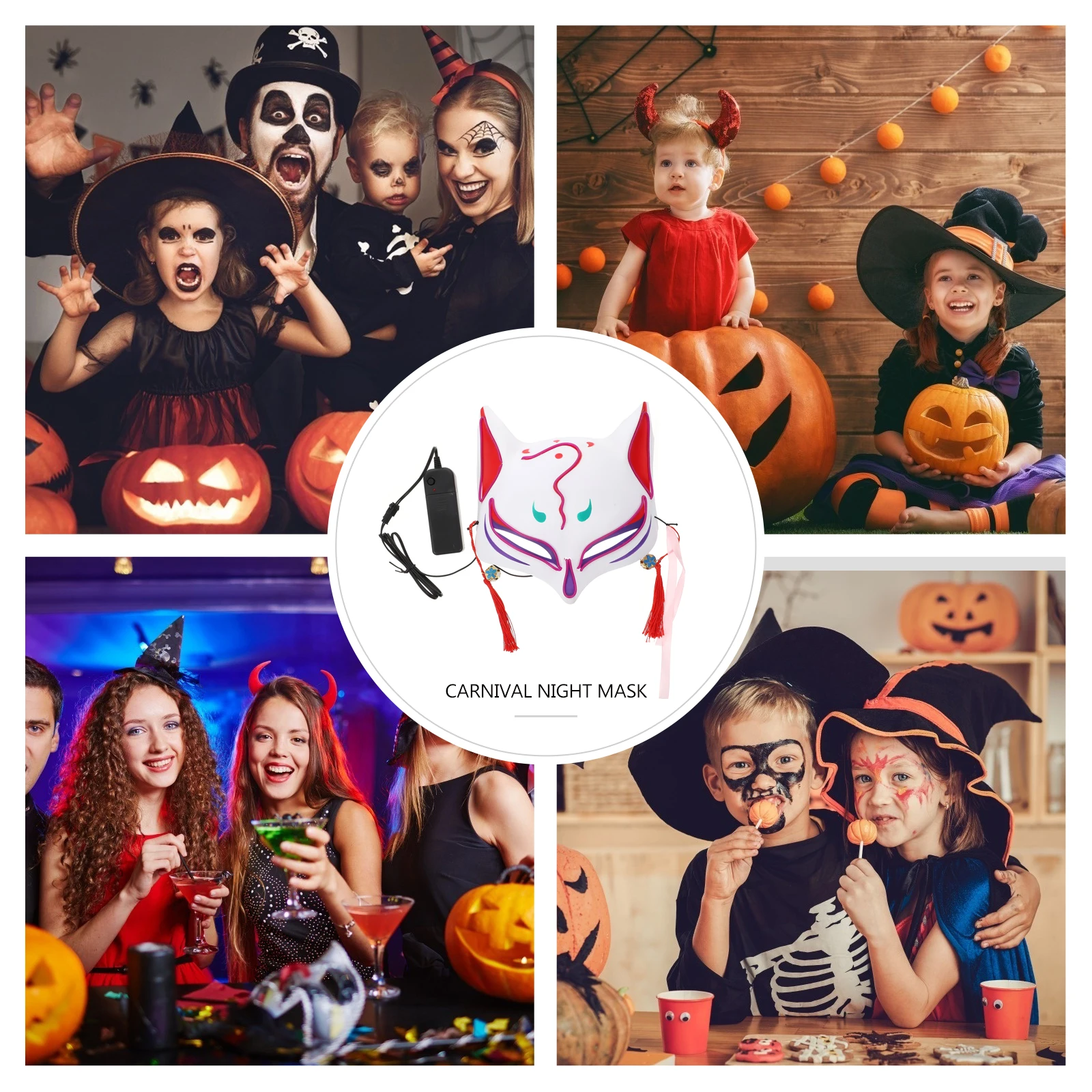 

1pc Glowing Mask Halloween Costume Props Carnival Night Funny Luminous Plastic Masquerade Party Cosplay Toy Costumes