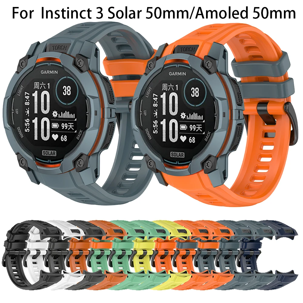 

26mm Silicone WatchBand For Garmin Instinct 3 Solar 50mm/Instinct 3 Amoled 50mm Smart Strap Wristbands Bracelet Strap Wriststrap