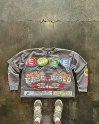 American hip Hop vintage Alphabet print long sleeve men y2k Goth fashion Harajuku Sweatshirt Street couple casual loose top