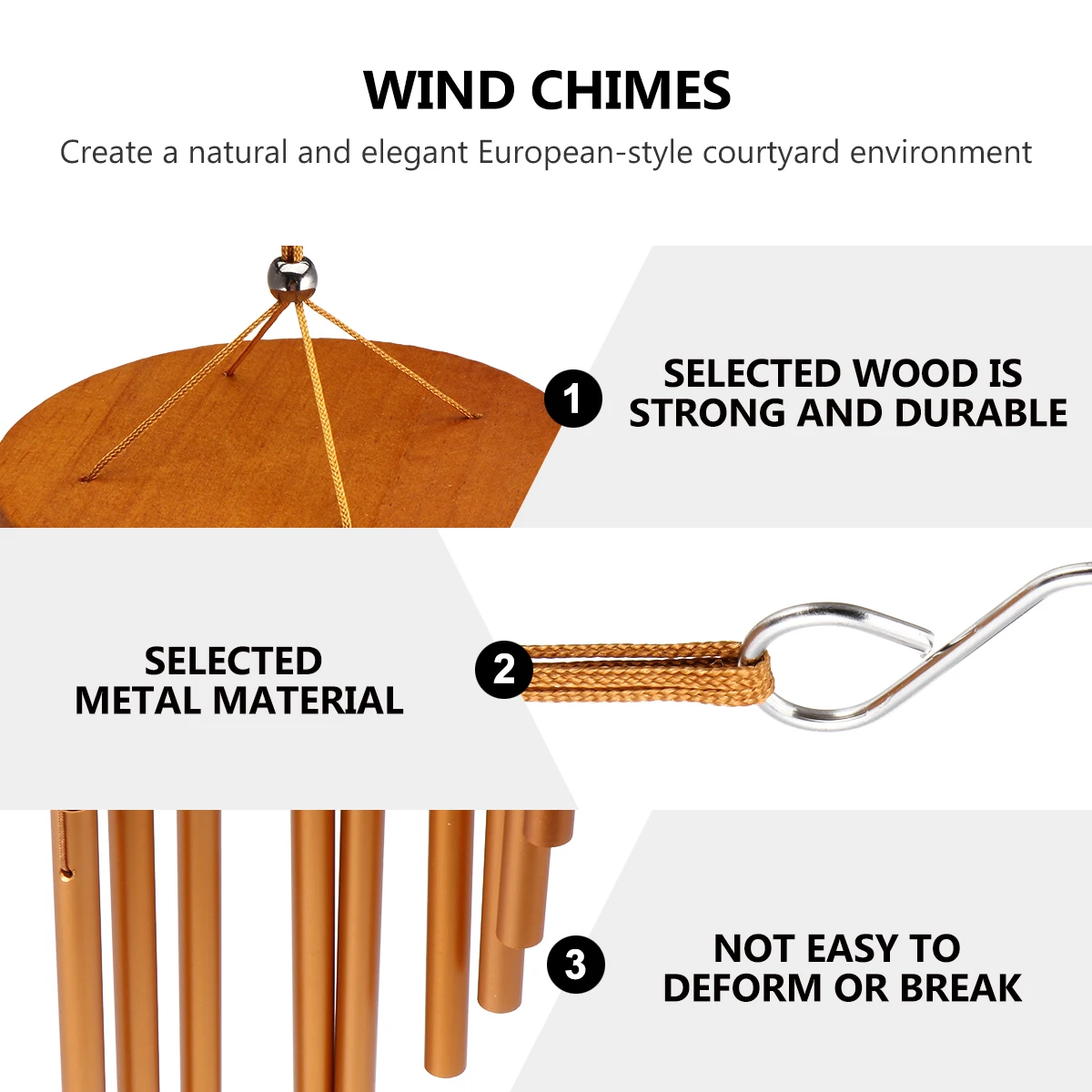 

Chime Durable Premium Material Garden Balcony Wind Bell Pendant Metal Tube Wind Chimes Decor Home