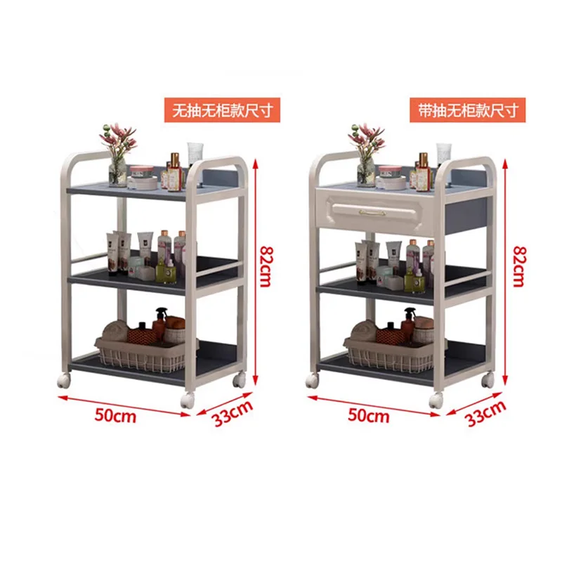 Madeira Barbeiro Rolling Tray Trolley, Carrinho auxiliar, Salon Metal Tool, Ferramenta de Manicure, Utilidade Circular Rollwagen Tattoo