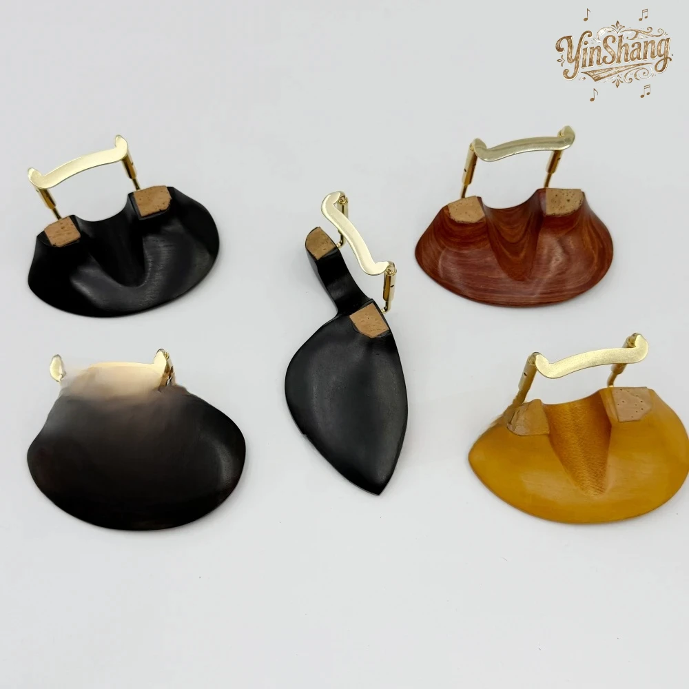 4/4 حجم اليد اليسرى الكمان Chinrest مع حامل دعامة تثبيت مشبك الفلين الأبنوس خشب الورد استبدال Chinrest لعازفي الكمان اليد اليسرى